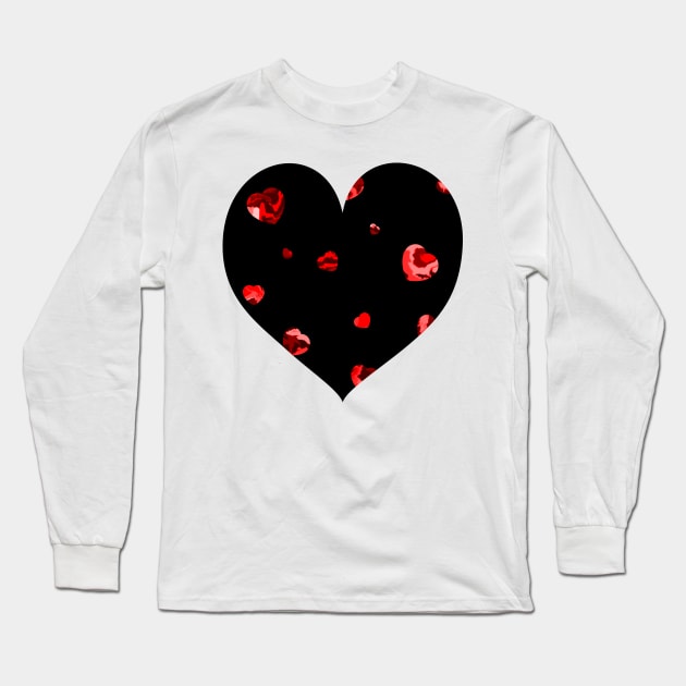 Chaotic Hearts, Dapple Series - Red Long Sleeve T-Shirt by StephOBrien